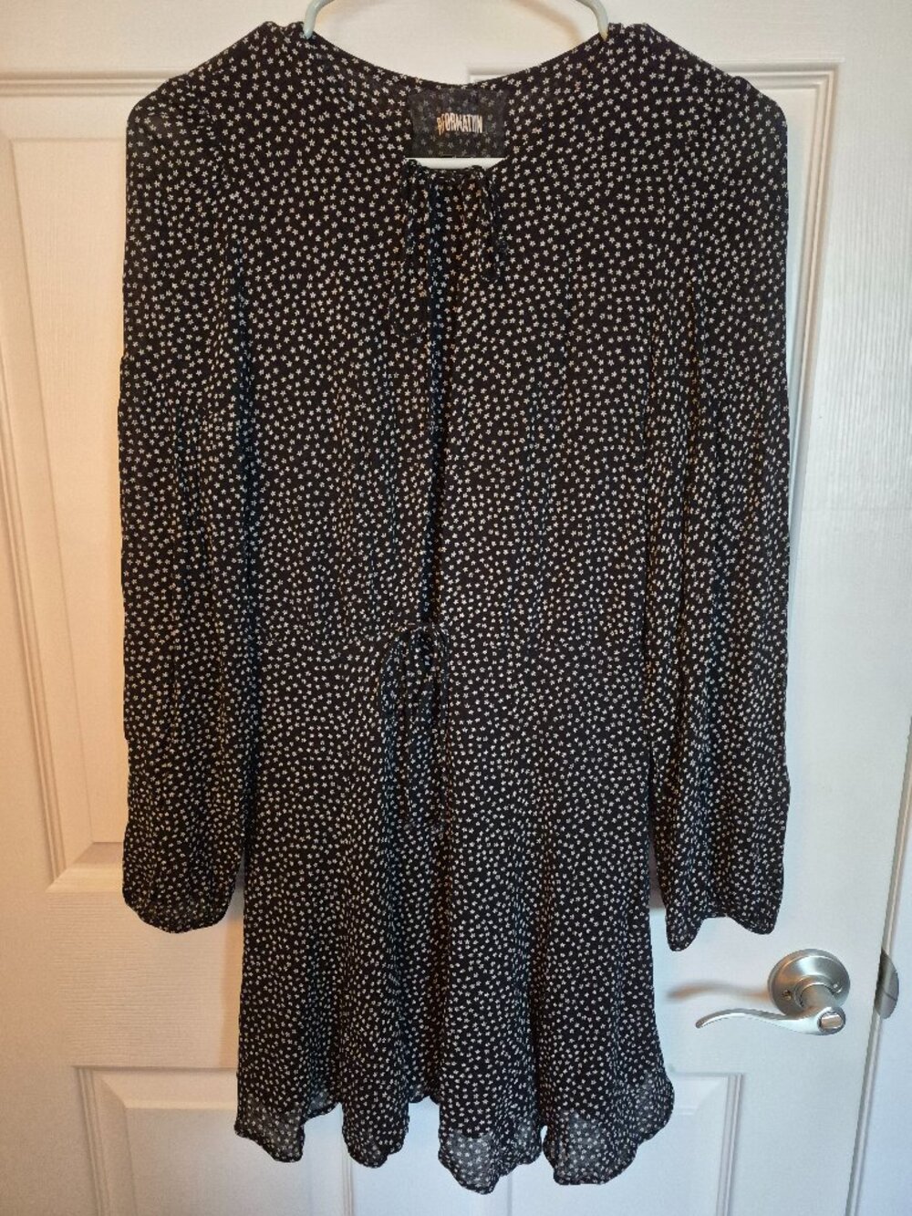 Reformation Women's Mini Dress Long Sleeve Floral Print with double tie front